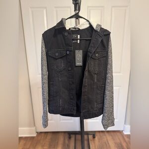 Two-Tone Sweatshirt Jean Jacket